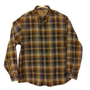 Eddie Bauer Travex shirt mens 2XL XXL blue plaid classic fit button long sleeve